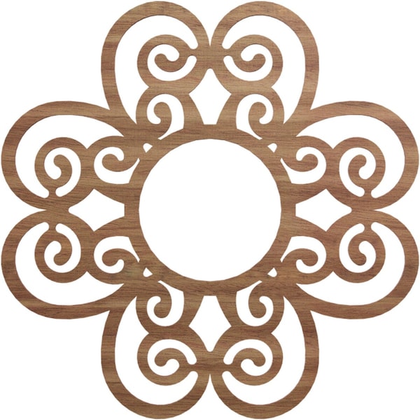 Ekena Millwork Cohen Wood Fretwork Pierced Ceiling Medallion, Walnut, 26"OD x 8 7/8"ID x 3/8"T CMWP26X26X0375COWA - main